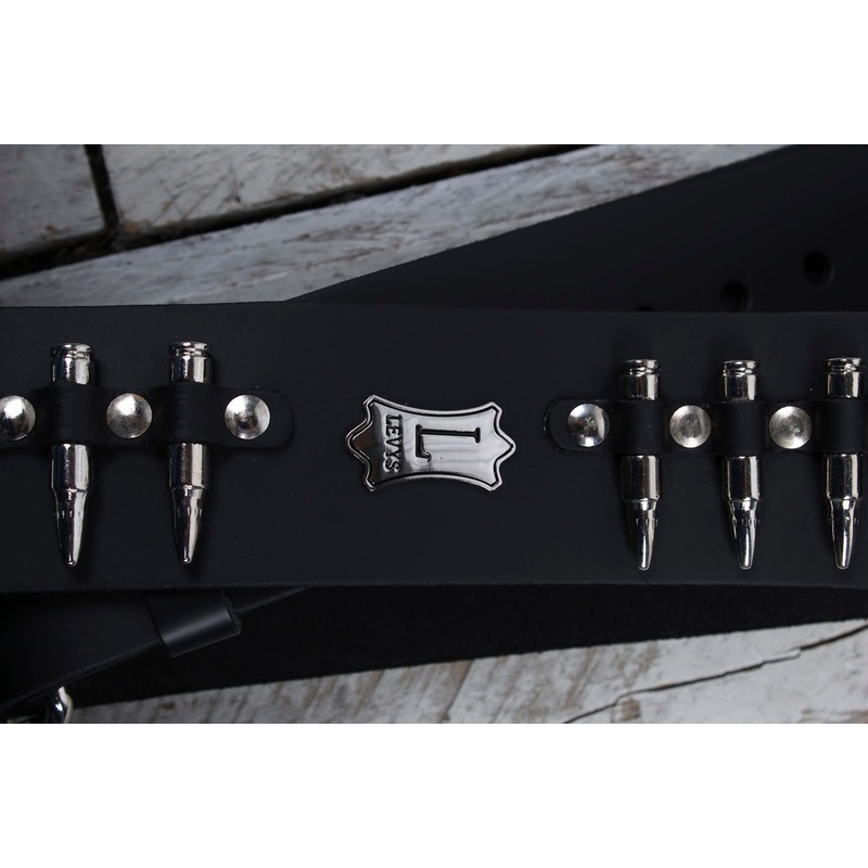 levys-pm28-2b-blk-rebel-series-genuine-leather-guitar-strap-adjustable-49-to-59 Levys PM28-2B-BLK Rebel Series Genuine Leather Guitar Strap Adjustable 49 to 59