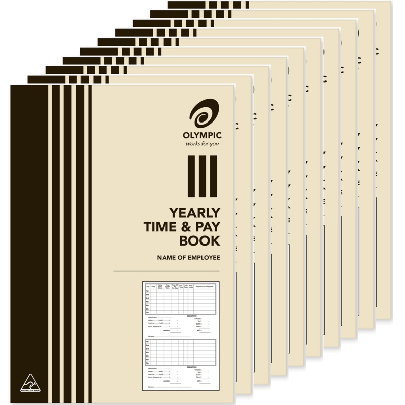 olympic-10-pack-yearly-time-pay-book-book-bulk Olympic 10 Pack Yearly Time & Pay Book Book Bulk