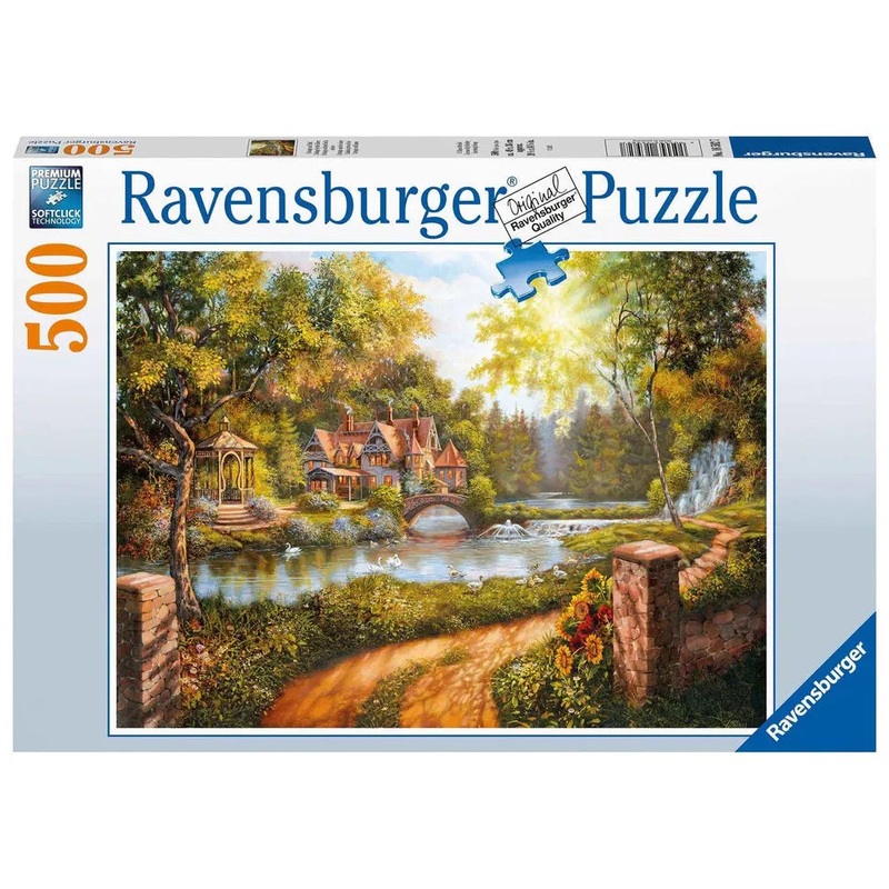 ravensburger-500pc-cottage-by-the-river-puzzle Ravensburger 500pc Cottage By The River Puzzle