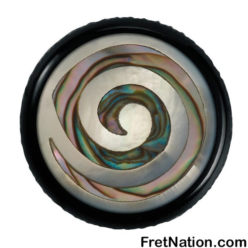 framus-warwick-potentiometer-dome-knob-spiral-inlay-black-sp-30415-bk-spiral Framus & Warwick - Potentiometer Dome Knob, Spiral, Inlay - Black - SP 30415 BK SPIRAL