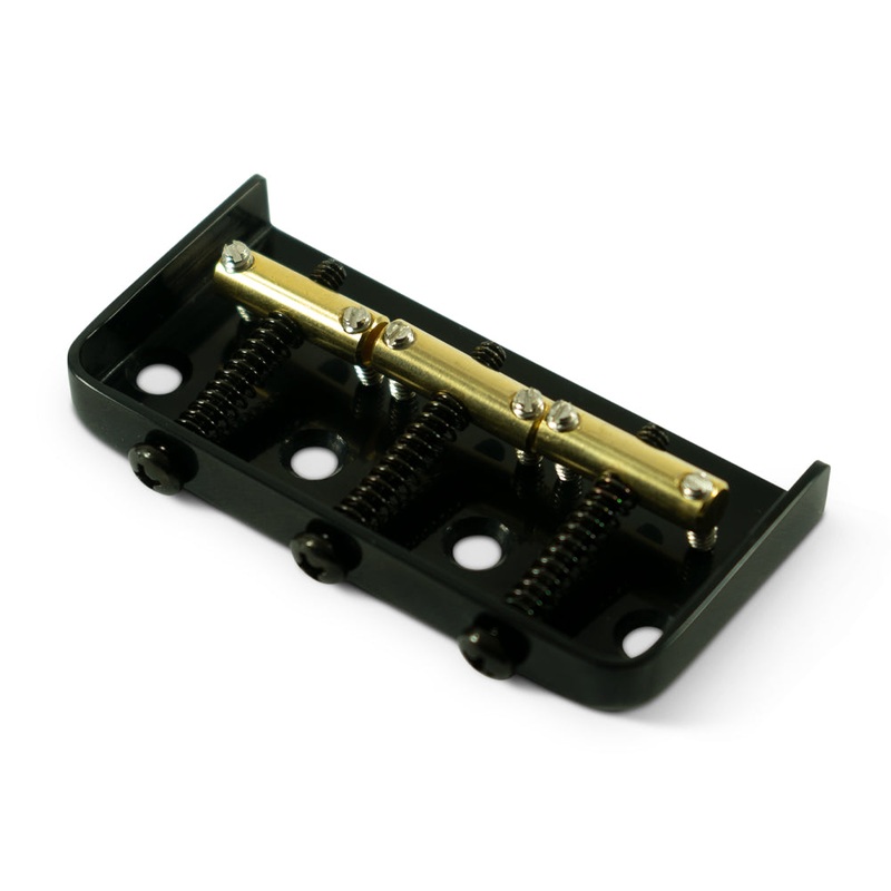 kluson-1-2-size-replacement-bridge-for-fender-telecaster-steel-with-brass-saddles-gloss-black Kluson 1/2 Size Replacement Bridge For Fender Telecaster Steel With Brass Saddles - Gloss Black