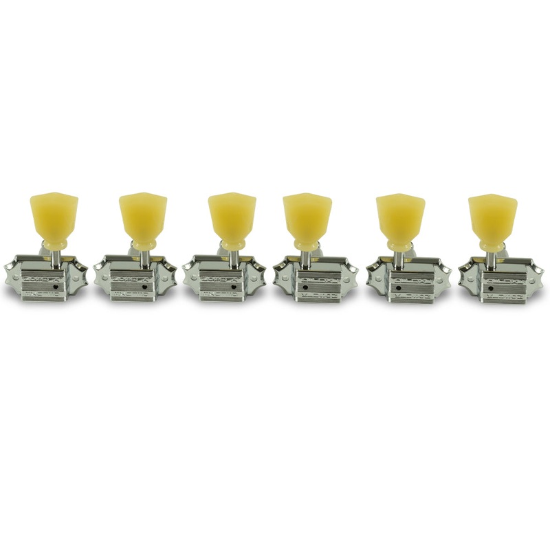 kluson-3-per-side-vintage-diecast-series-non-collared-tuning-machines-chrome-with-plastic-keystone-button Kluson 3 Per Side Vintage Diecast Series Non-Collared Tuning Machines Chrome With Plastic Keystone Button