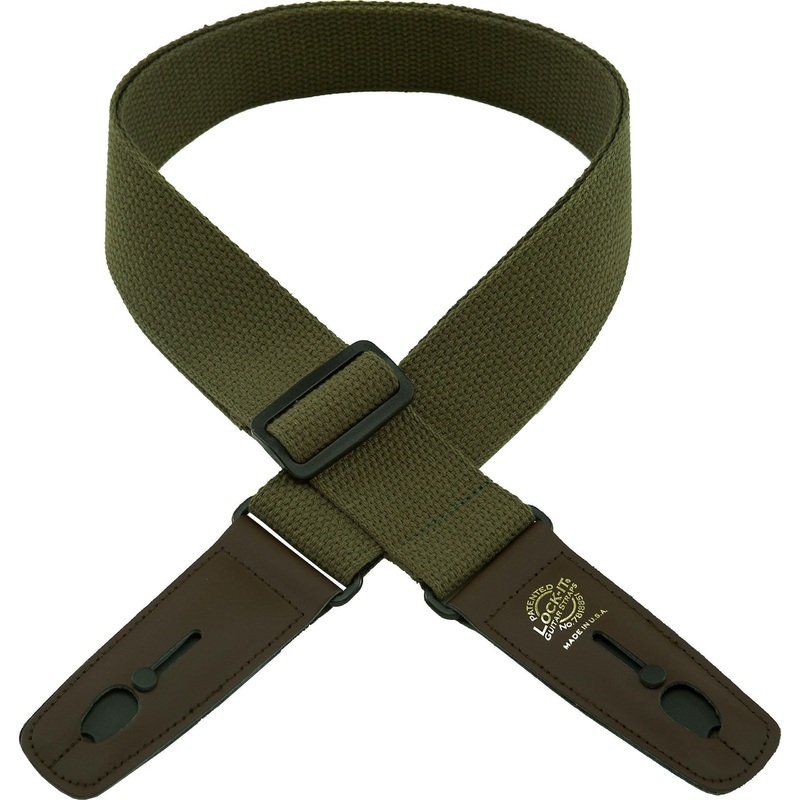 lock-it-guitar-strap-olive-green-cotton-patented-locking-technology-strap-lock LOCK-IT Guitar Strap Olive Green Cotton Patented Locking Technology (strap lock)