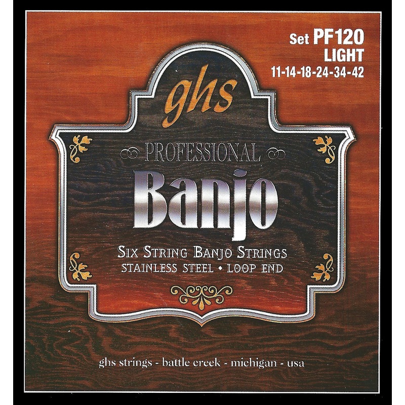 ghs-stainless-steel-banjo-06-string-loop-end-set-11-42-light-pf120 GHS Stainless Steel Banjo 06-String Loop End Set - 11-42 Light PF120