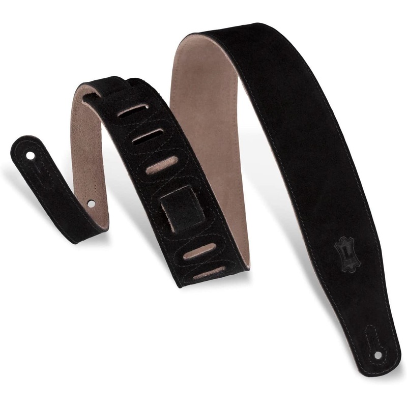 levy-s-leathers-ms26-blk-2-5-hand-brushed-suede-guitar-strap-black-black Levy's Leathers MS26-BLK 2.5" Hand-Brushed Suede Guitar Strap, Black Black