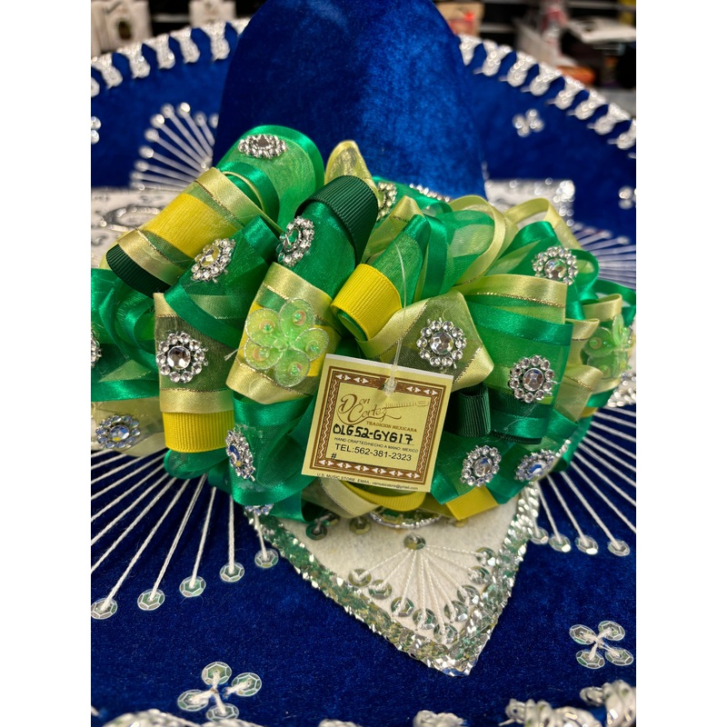 mariachi-moo-hair-bow-olg52-gyg17-green-yellow Mariachi Moo Hair bow OLG52-GYG17 Green yellow