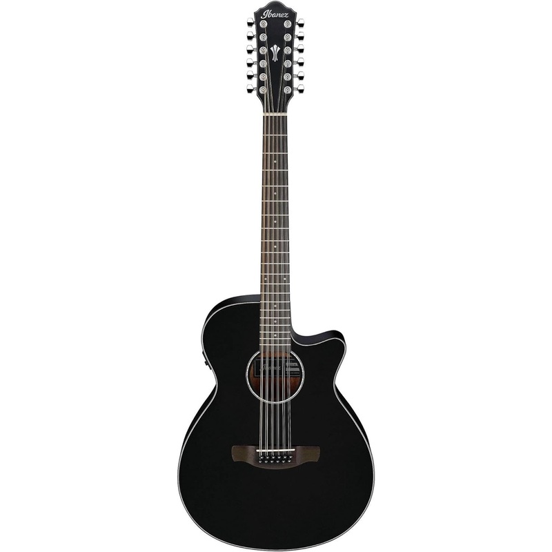 ibanez-black-aeg-series-single-cutaway-12-string-acoustic-electric-guitar-aeg5012 Ibanez Black AEG Series Single-Cutaway 12-String Acoustic-Electric Guitar (AEG5012)