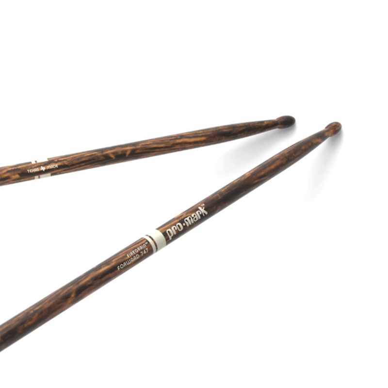 promark-classic-forward-747-firegrain-hickory-drumstick-oval-wood-tip ProMark Classic Forward 747 FireGrain Hickory Drumstick, Oval Wood Tip