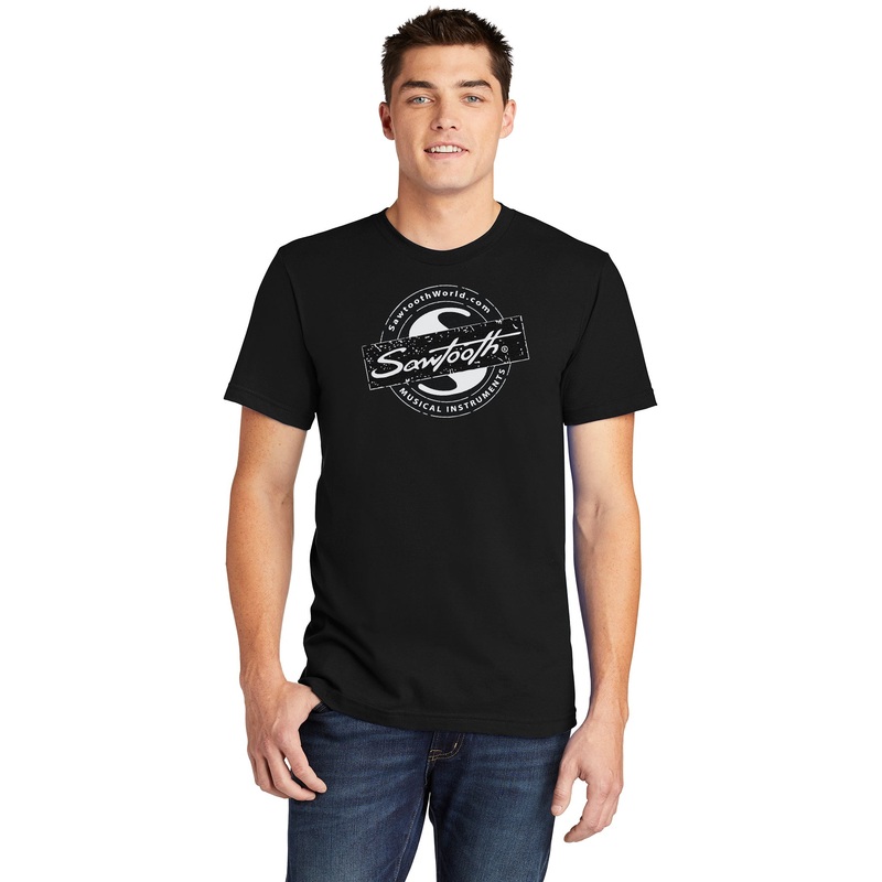 sawtooth-drum-badge-graphic-black-t-shirt-large Sawtooth Drum Badge Graphic Black T-Shirt, Large