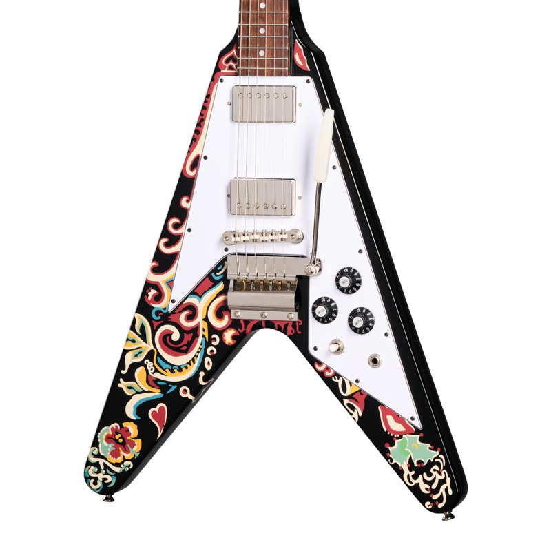 epiphone-jimi-hendrix-love-drops-flying-v-ebony Epiphone Jimi Hendrix "Love Drops" Flying V, Ebony