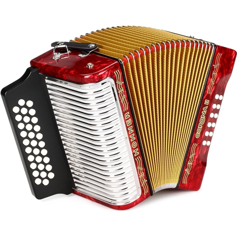 hohner-corona-ii-diatonic-accordion-in-gcf-pearl-red-3500gr Hohner Corona II Diatonic Accordion in GCF - Pearl Red (3500GR)