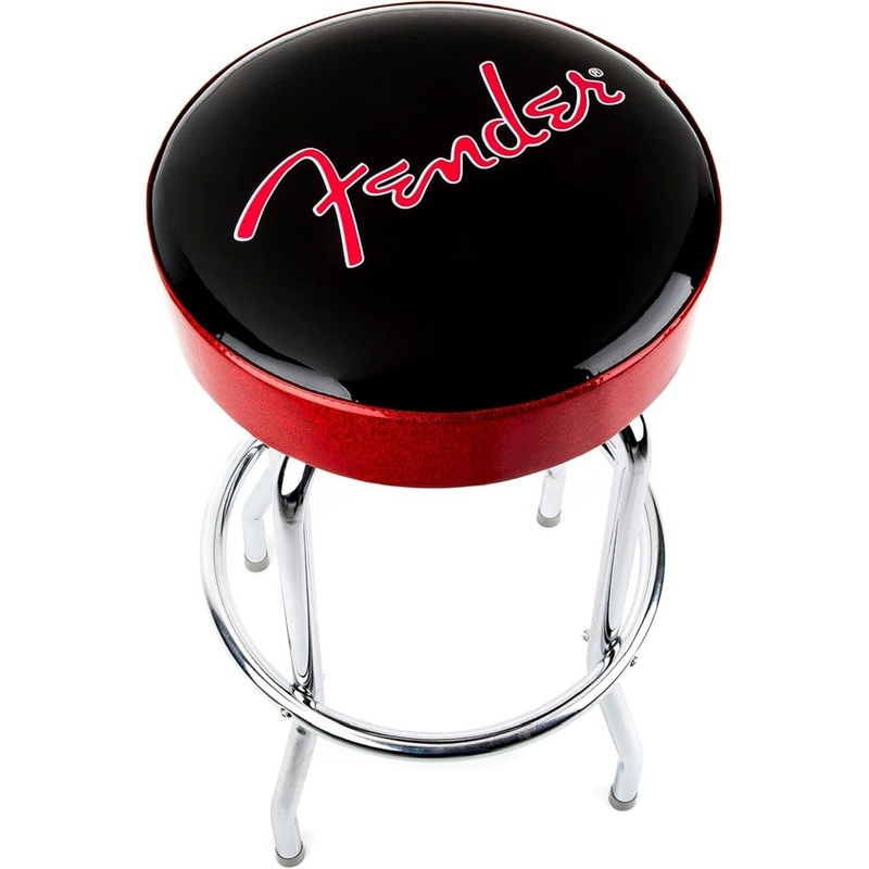 fender-red-sparkle-logo-swivel-barstool-black-black-30-9192022003 Fender Red Sparkle Logo Swivel Barstool - Black/Black, 30" (9192022003)
