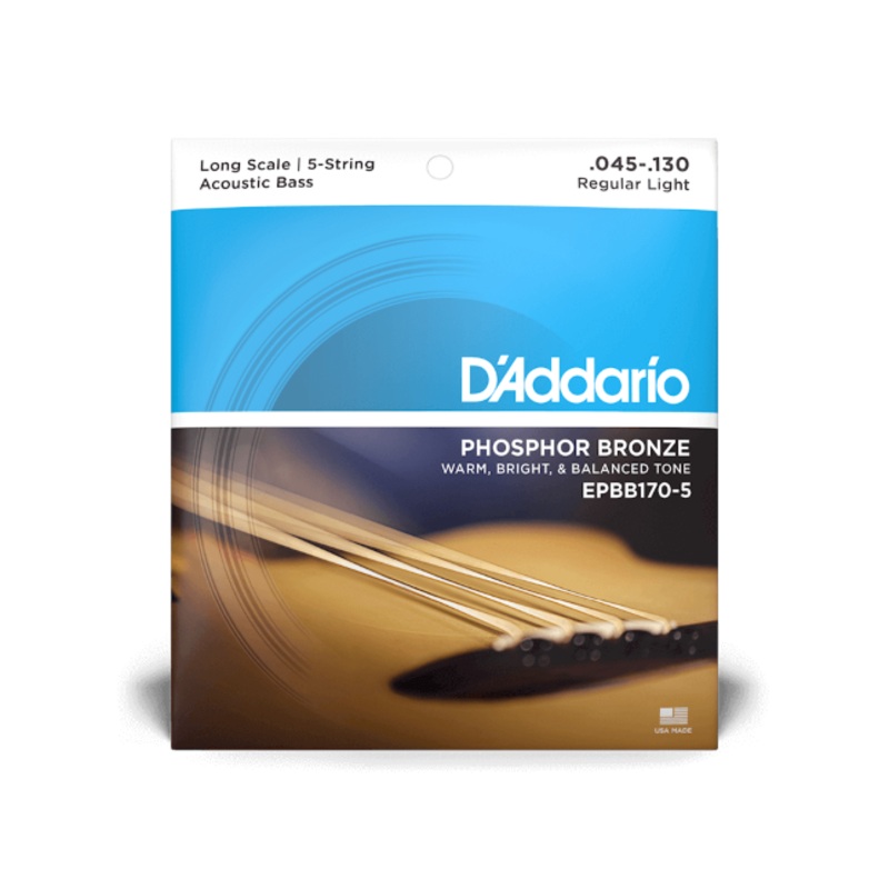 d-addario-phosphor-bronze-acoustic-bass-string-set-long-scale-5-string-45-130-epbb170-5 D'Addario Phosphor Bronze Acoustic Bass String Set Long Scale - 5-String 45-130 EPBB170-5