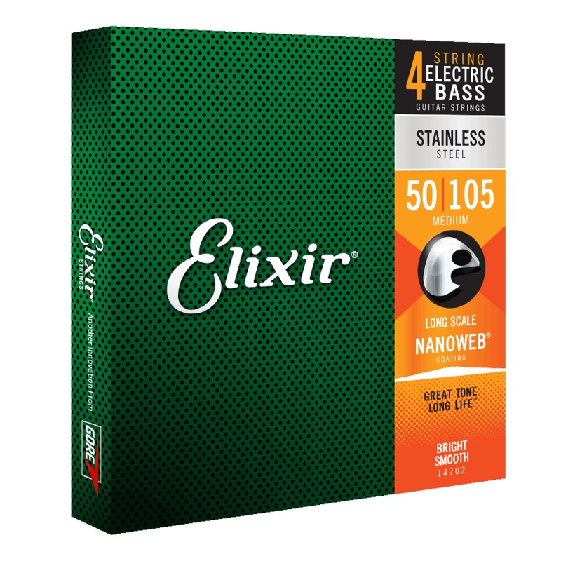 elixir-nanoweb-coated-stainless-steel-bass-string-set-long-scale-4-string-50-105-medium-14702 Elixir NANOWEB Coated Stainless Steel Bass String Set Long Scale - 4-String 50-105 Medium 14702