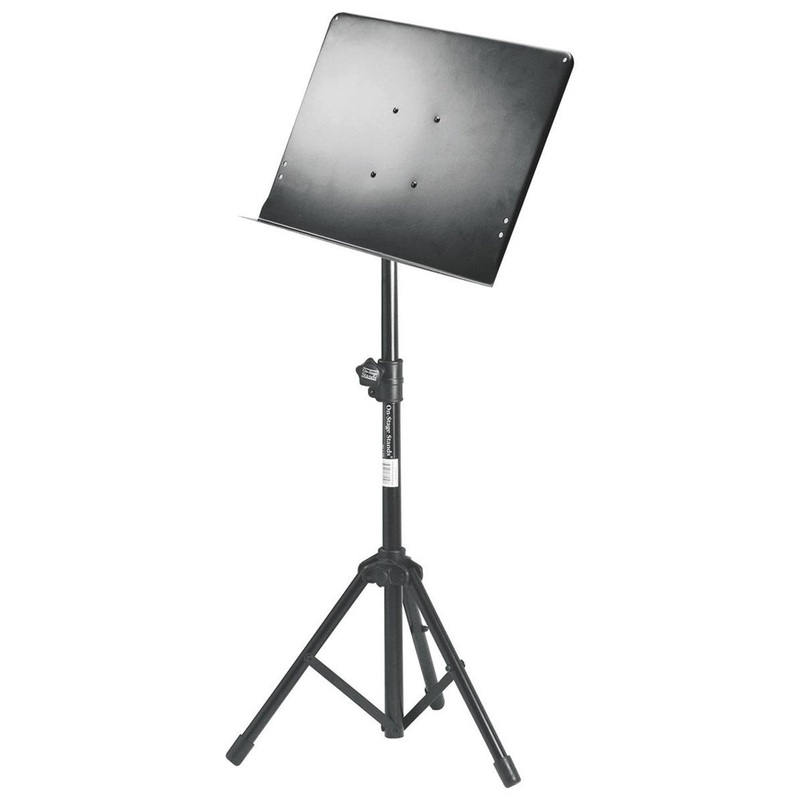 on-stage-pro-music-stand-folding-tripod-base-adjustable-height-13-5-x19-bookplate-sm7211b On-Stage Pro Music Stand Folding Tripod Base, Adjustable Height & 13.5"x19" Bookplate (SM7211B)