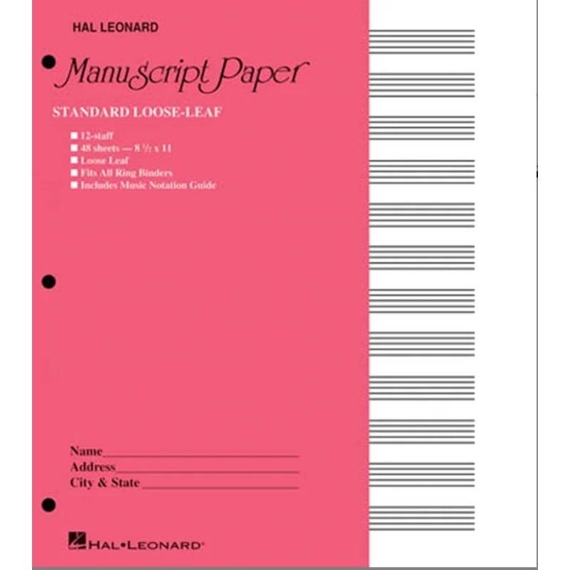 hal-leonard-00210003-binder-punch-loose-leaf-manuscript-paper Hal Leonard 00210003 Binder-Punch Loose Leaf Manuscript Paper