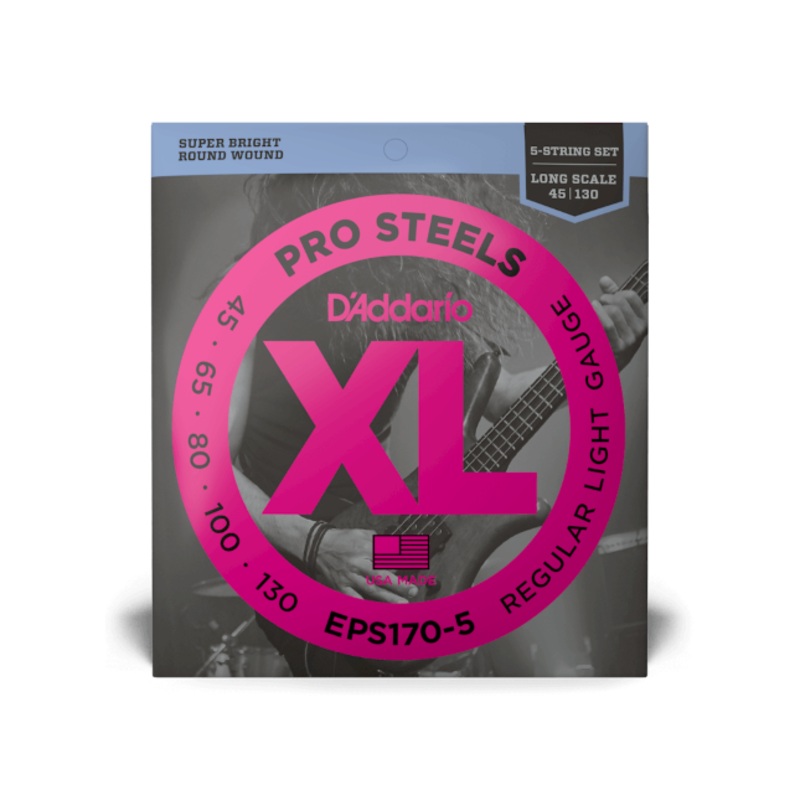 d-addario-prosteels-stainless-steel-bass-string-set-long-scale-5-string-45-130-regular-light-eps170-5 D'Addario ProSteels Stainless Steel Bass String Set Long Scale - 5-String 45-130 Regular Light EPS170-5