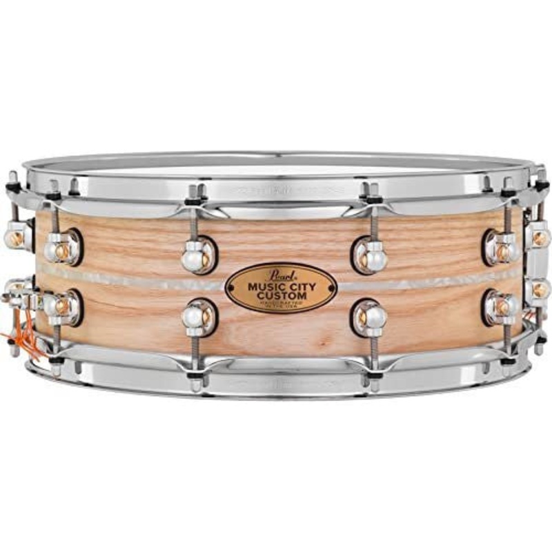 pearl-music-city-custom-solid-shell-ash-14-x5-snare-drum-w-nicotine-marine-pearl-inlay-mcca1450s-c1005 Pearl Music City Custom Solid Shell Ash 14"x5" Snare Drum w/Nicotine Marine Pearl Inlay (MCCA1450S/C1005)