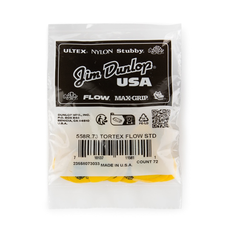 dunlop-tortex-73mm-flow-guitar-pick-refill-bag-72-pack-558r073 DUNLOP TORTEX .73mm FLOW GUITAR PICK REFILL BAG 72-PACK - 558R073