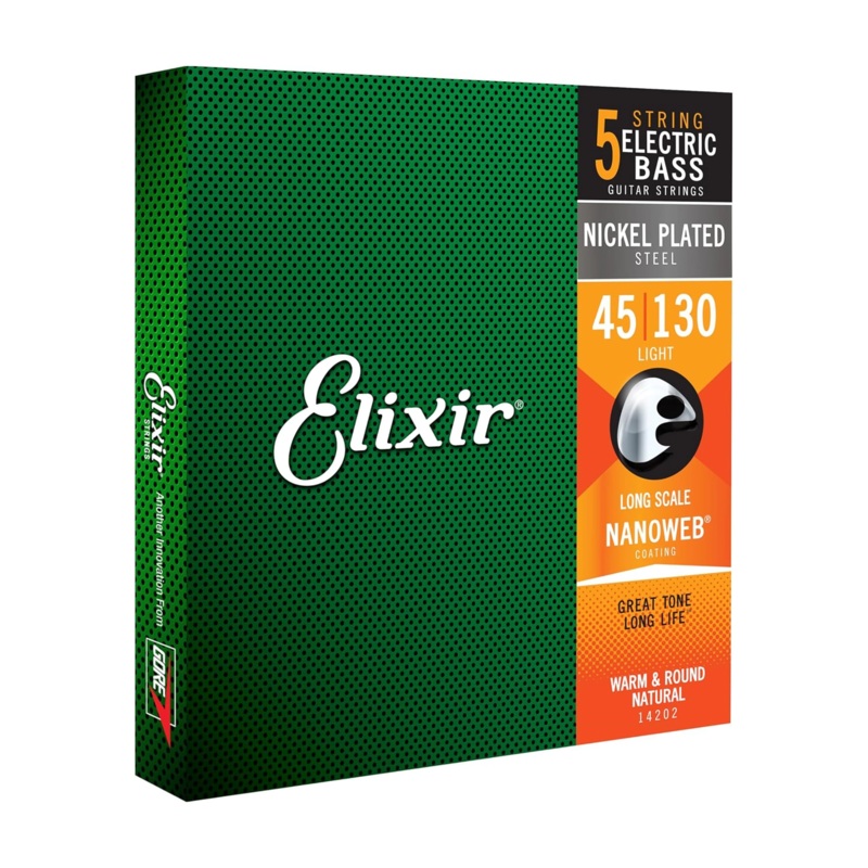 elixir-strings-14202-nanoweb-light-long-scale-5-string-electric-bass-strings Elixir Strings 14202 Nanoweb Light Long Scale 5-String Electric Bass Strings
