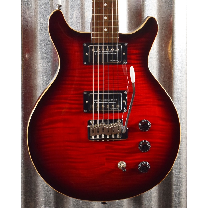 hamer-archtop-flame-dark-cherry-wilkinson-tremolo-electric-guitar-satfw-dcb-0736 Hamer Archtop Flame Dark Cherry Wilkinson Tremolo Electric Guitar SATFW-DCB #0736