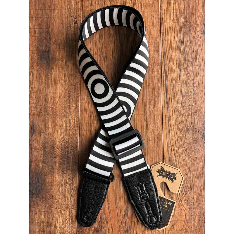 levy-s-mps2-064-2-adjustable-print-poly-guitar-bass-strap-black-white Levy's MPS2-064 2" Adjustable Print Poly Guitar & Bass Strap Black White