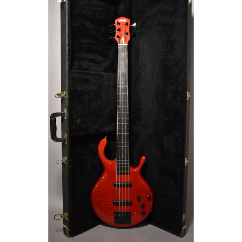 1990-pedulla-mvp-5-bass-fretless-conversion-5-string-red-w-hsc 1990 Pedulla MVP-5 Bass Fretless Conversion 5-String Red w/HSC