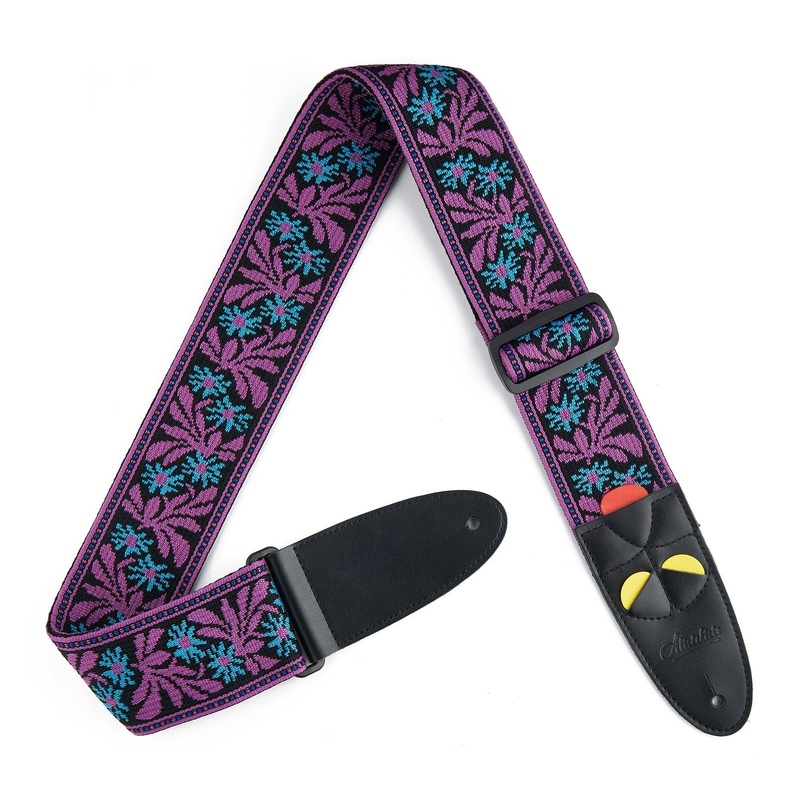 amumu-purple-jacquard-guitar-strap-adjustable-37-to-63-premium-leather-ends Amumu Purple Jacquard Guitar Strap Adjustable 37" to 63", Premium Leather Ends