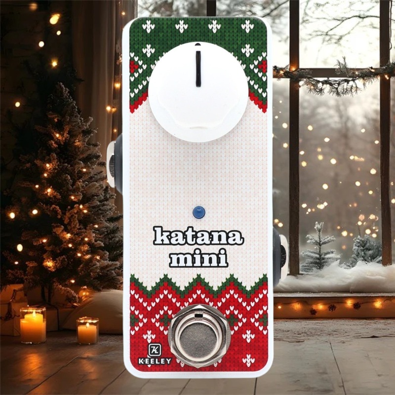 keeley-mini-katana-clean-boost-pedal-in-an-ugly-xmas-sweater Keeley Mini Katana Clean Boost Pedal IN AN UGLY XMAS SWEATER!