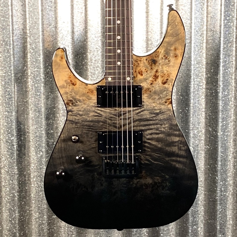 schecter-c-1-standard-black-fade-burst-burl-left-hand-guitar-0098 Schecter C-1 Standard Black Fade Burst Burl Left Hand Guitar #0098