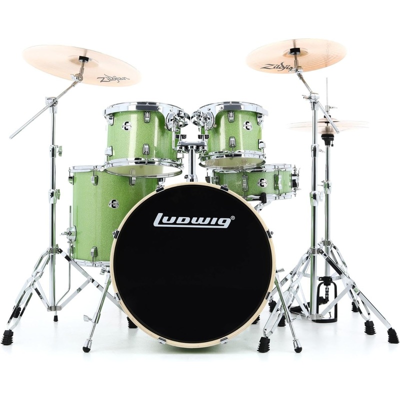 ludwig-element-evolution-5-piece-drum-set-with-zildjian-cymbals-mint-sparkle Ludwig Element Evolution 5-piece Drum Set with Zildjian Cymbals - Mint Sparkle