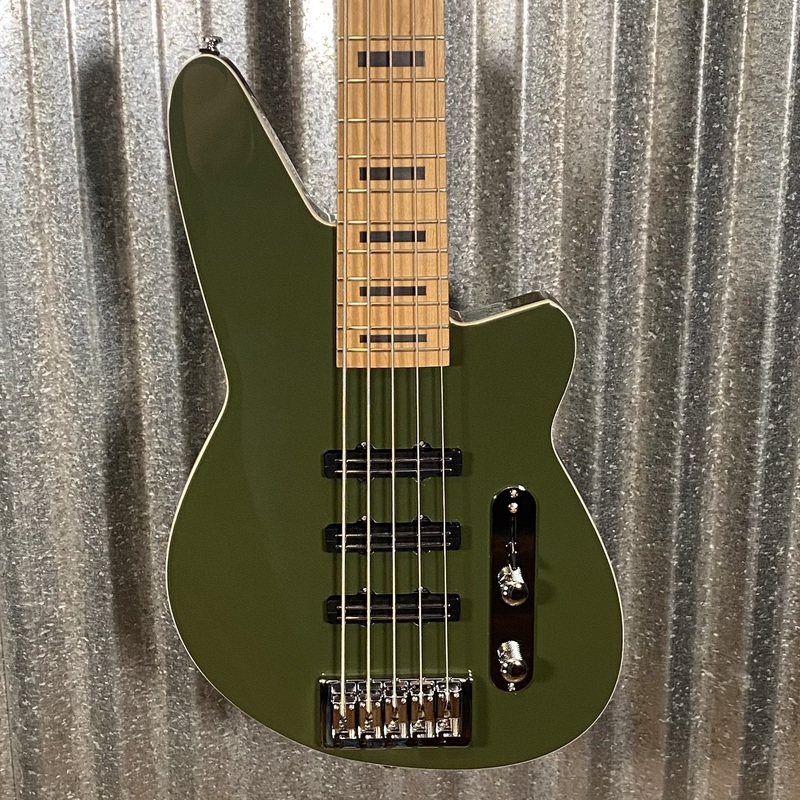 reverend-triad-5-string-bass-army-green-70789 Reverend Triad 5 String Bass Army Green #70789
