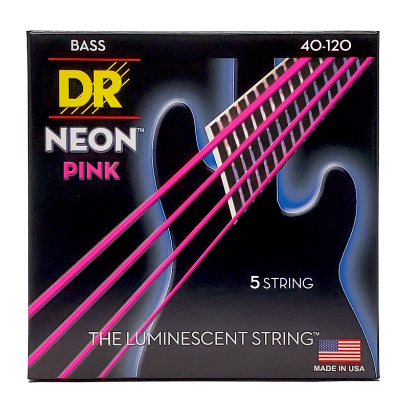 dr-neon-pink-coated-electric-bass-strings-long-scale-set-5-string-40-120-npb5-40 DR NEON Pink Coated Electric Bass Strings Long Scale Set - 5-String 40-120 NPB5-40