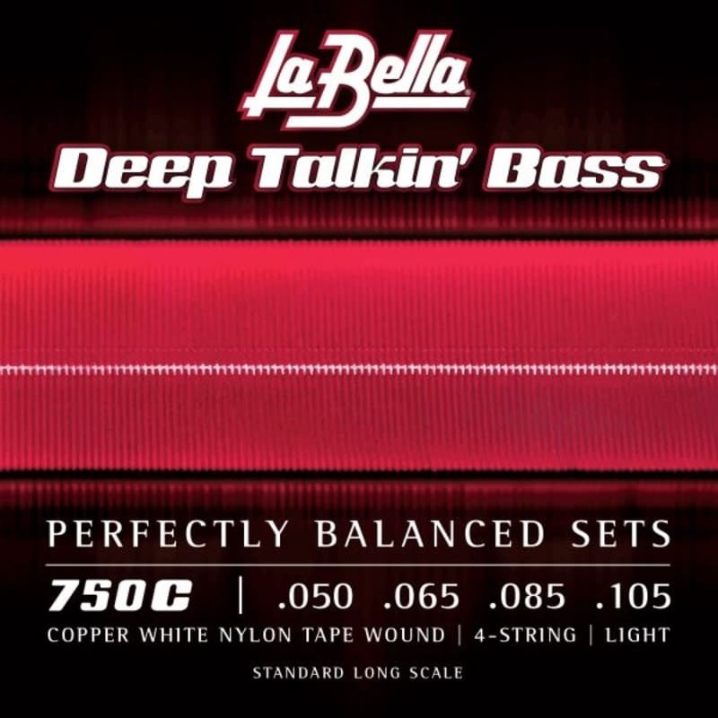 la-bella-750c-copper-white-nylon-tape-bass-strings-light-50-105 La Bella 750C Copper White Nylon Tape Bass Strings, Light 50-105