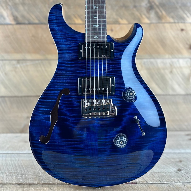 prs-wood-library-custom-24-semi-hollow-flame-maple-10-top-whale-blue-386418 PRS Wood Library Custom 24 Semi-Hollow Flame Maple 10 Top - Whale Blue 386418