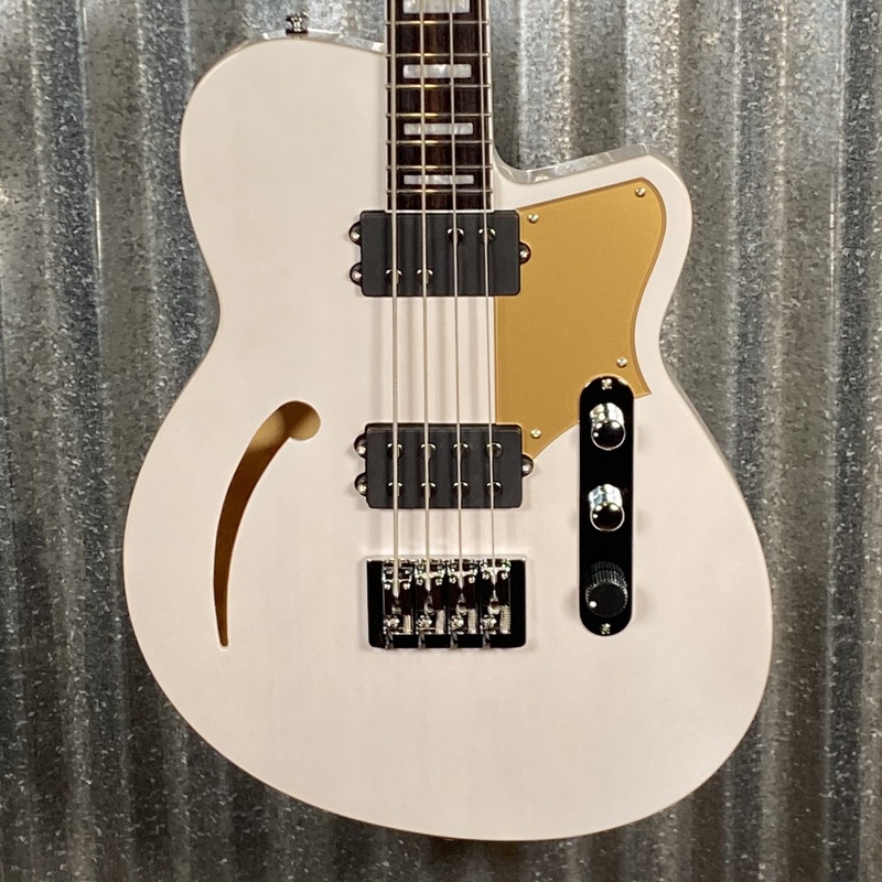 reverend-dub-king-4-string-semi-hollow-bass-transparent-white-65891 Reverend Dub King 4 String Semi Hollow Bass Transparent White #65891