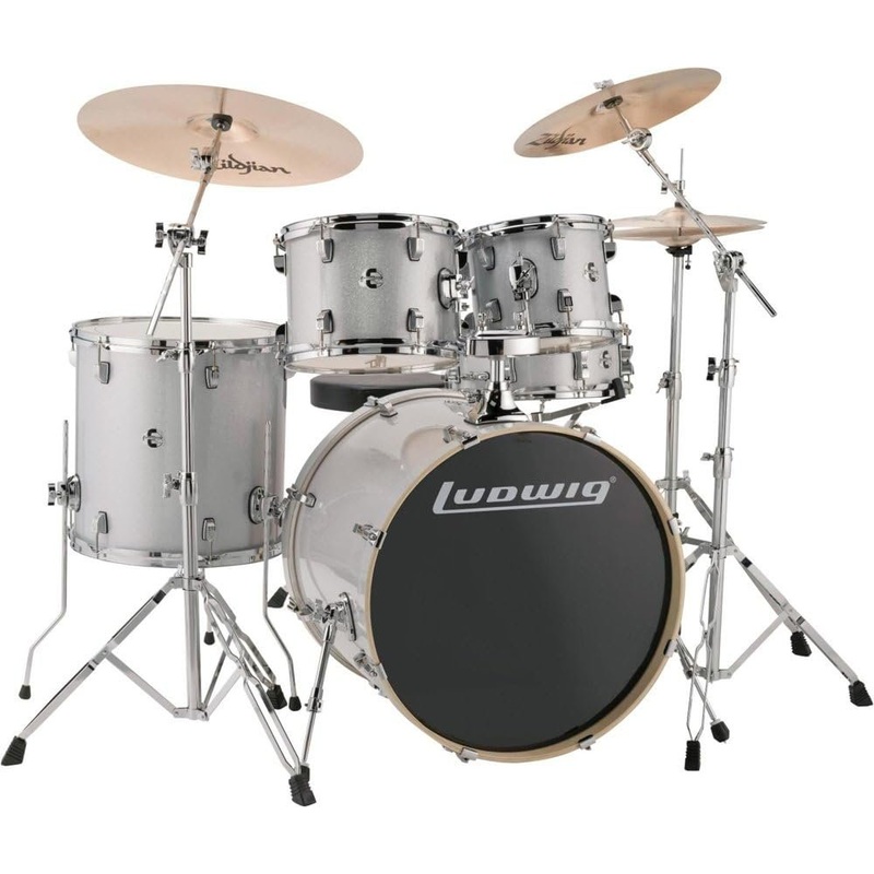 ludwig-element-evolution-5-piece-drum-set-with-zildjian-zbt-cymbals-22-inches-white-sparkle Ludwig Element Evolution 5-Piece Drum Set with Zildjian ZBT Cymbals - 22 Inches - White Sparkle