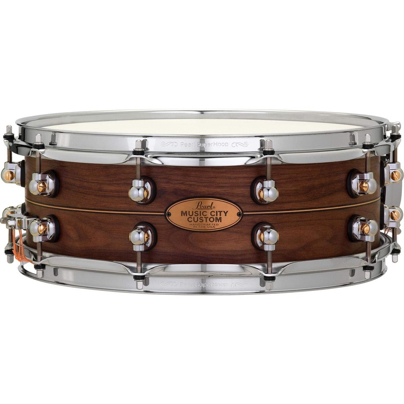 pearl-music-city-custom-solid-walnut-snare-drum-5-x-14-inch-natural-with-boxwood-rosewood-inlay Pearl Music City Custom Solid Walnut Snare Drum - 5 x 14-inch - Natural with Boxwood-Rosewood Inlay