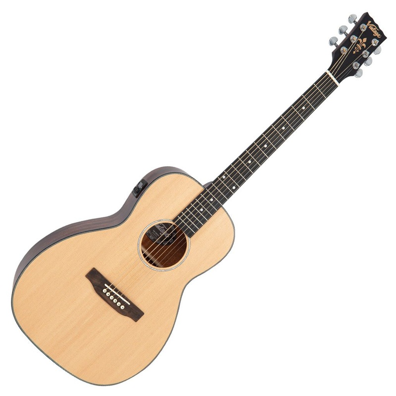 vintage-stage-series-parlour-electro-acoustic-guitar-compact-body-with-built-in-electronics-ve1800n Vintage Stage Series 'Parlour' Electro-Acoustic Guitar Compact Body with Built-In Electronics VE1800N