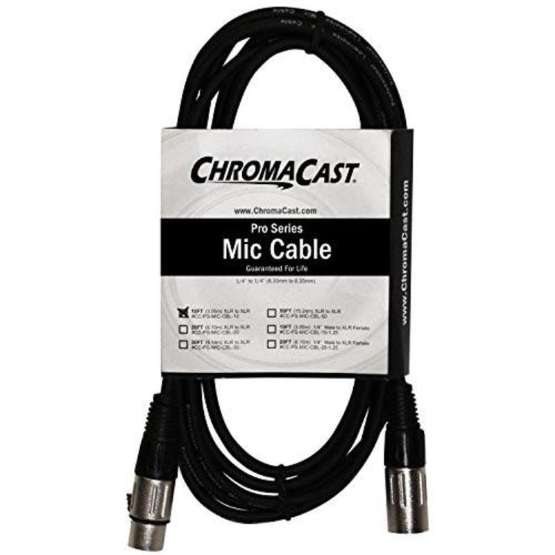 chromacast-pro-series-mic-cable-10-feet-black-xlr-xlr-ends ChromaCast Pro Series Mic Cable 10 Feet, Black, XLR/XLR Ends