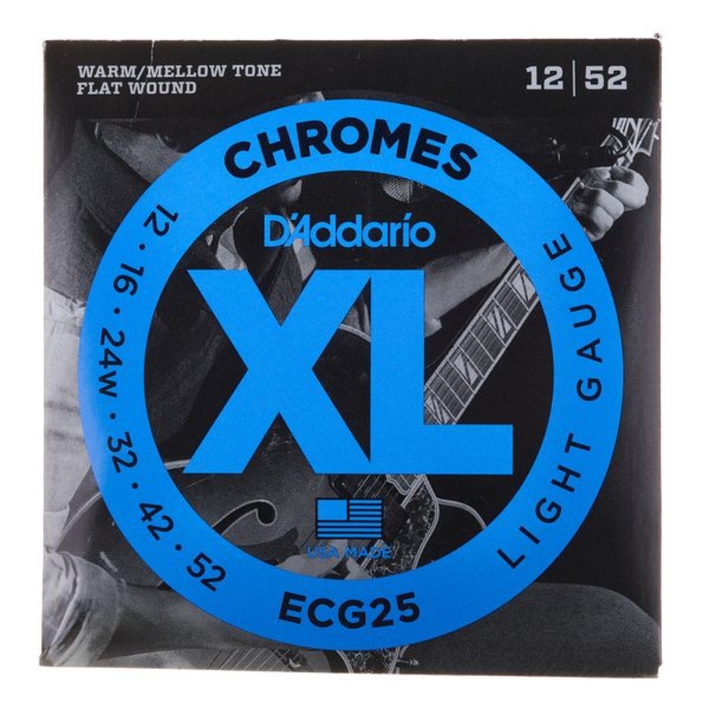d-addario-ecg25-chromes-flat-wound-electric-guitar-strings-light-12-52 D'Addario ECG25 Chromes Flat Wound Electric Guitar Strings, Light, 12-52