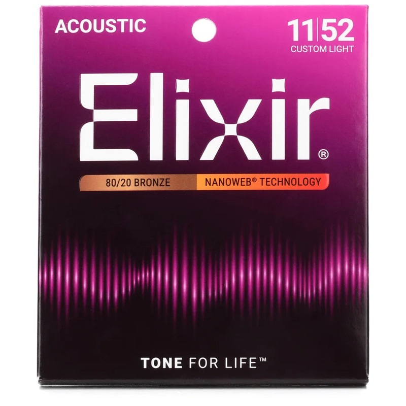 elixir-80-20-bronze-nanoweb-coated-acoustic-guitar-strings-custom-light-11-52 Elixir 80/20 Bronze Nanoweb Coated Acoustic Guitar Strings Custom Light (11 - 52)