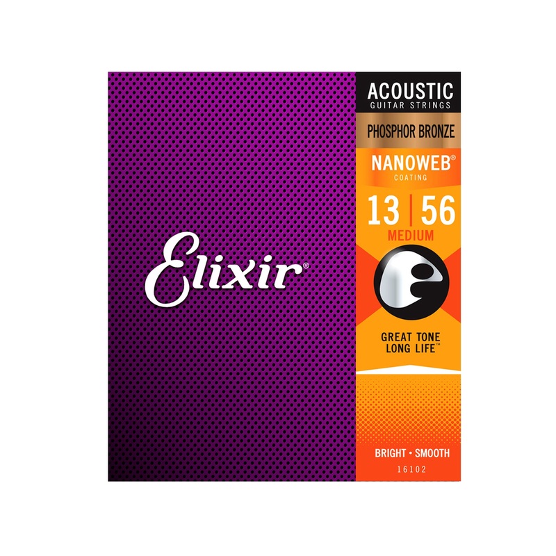 elixir-nanoweb-phosphor-bronze-acoustic-guitar-strings-13-56-medium-16102 Elixir Nanoweb Phosphor Bronze Acoustic Guitar Strings 13-56 Medium 16102