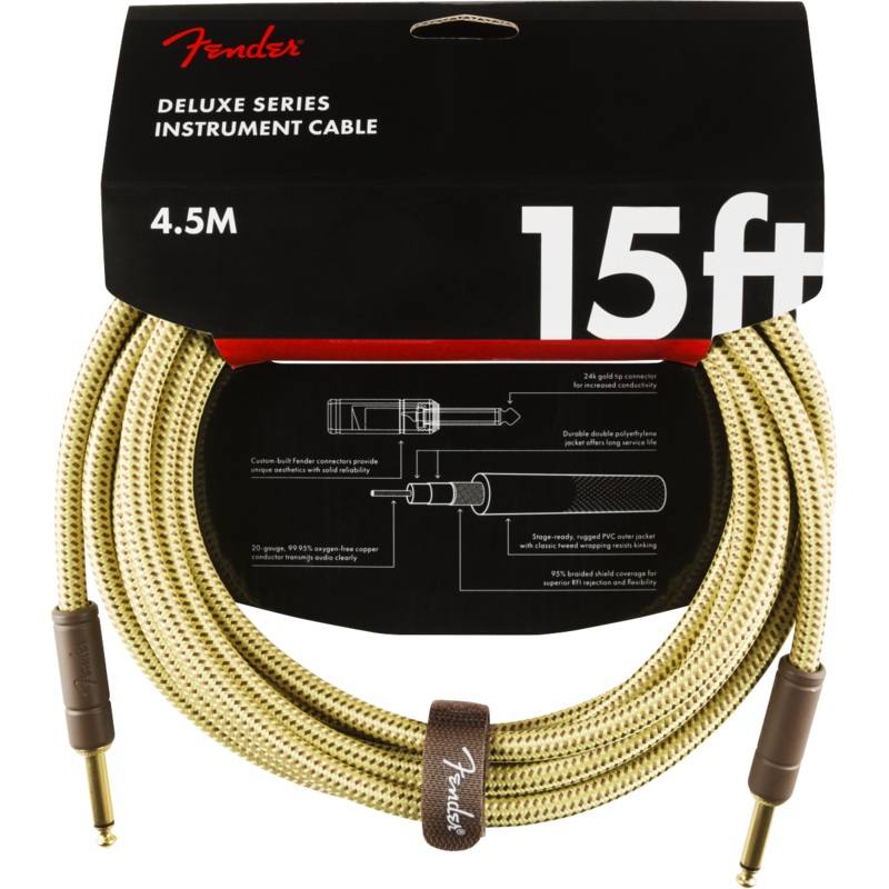 fender-15ft-deluxe-series-tweed-instrument-cable Fender 15ft Deluxe Series Tweed Instrument Cable
