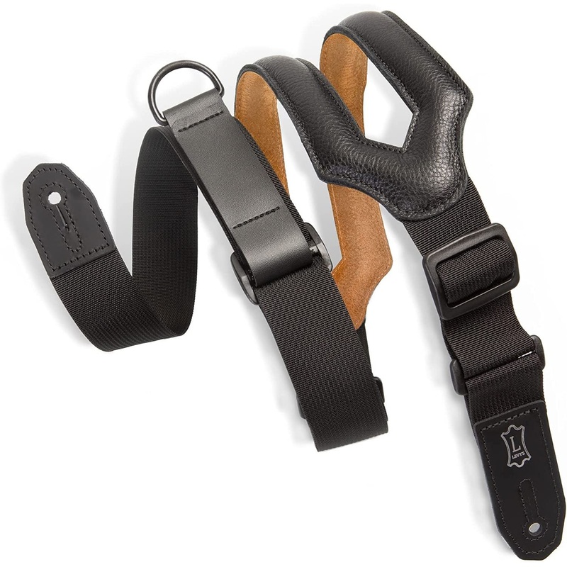 levy-s-leathers-right-height-guitar-strap-with-ripchord-quick-adjustment-technology-3-wide-ergonomic-padded-leather-black-mrhss-blk-black Levy's Leathers Right Height Guitar Strap with RipChord Quick Adjustment Technology; 3" Wide Ergonomic Padded Leather - Black (MRHSS-BLK) Black