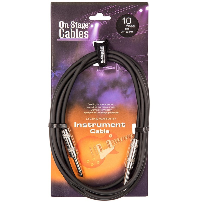 on-stage-instrument-cable-10ft-3m-high-quality-jack-to-jack-cable-with-spiral-copper-shielding On-Stage Instrument Cable ~ 10ft/3m - High-Quality Jack to Jack Cable with Spiral Copper Shielding