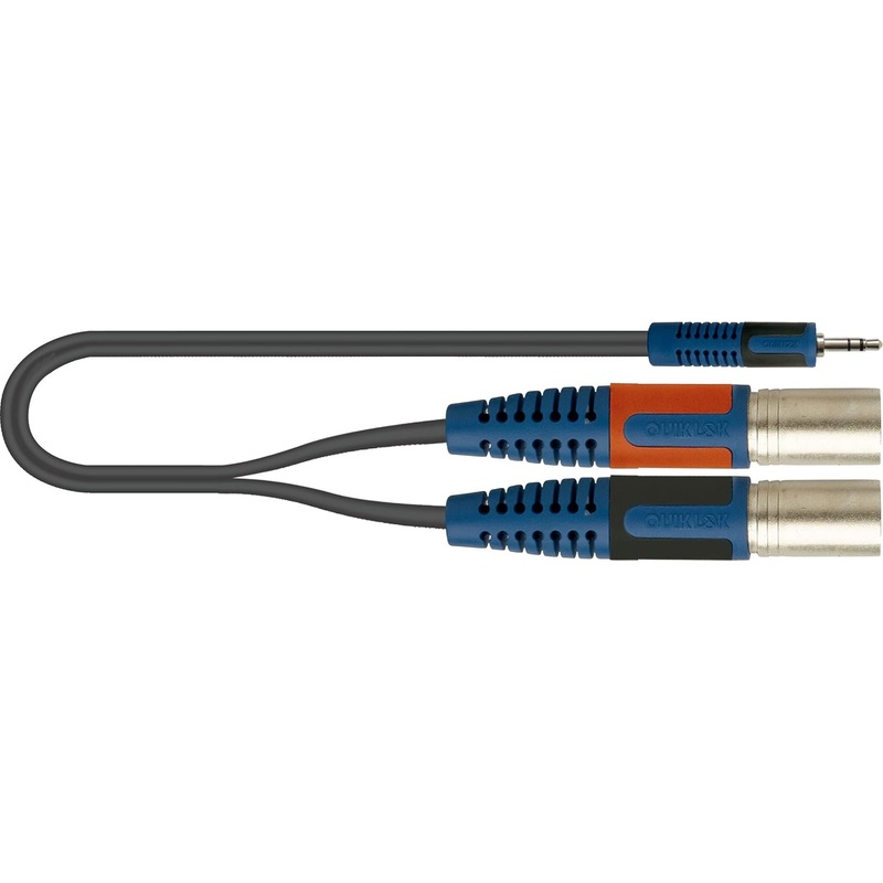 quik-lok-rksa-192-2-minijack-stereo-to-2x-xlr-male-adapter-cable-2m Quik Lok RKSA/192-2 Minijack Stereo to 2x XLR Male Adapter Cable - 2m