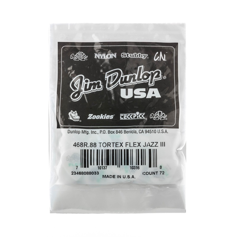 dunlop-tortex-flex-88mm-jazz-iii-guitar-pick-refill-bag-72-pack-468r088 DUNLOP TORTEX FLEX .88mm JAZZ III GUITAR PICK REFILL BAG 72 -PACK - 468R088