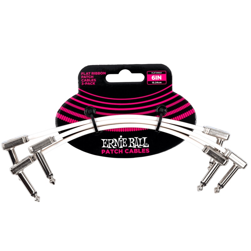 ernie-ball-6-flat-ribbon-patch-cables-3-pack-white Ernie Ball 6" Flat Ribbon Patch Cables 3-Pack White