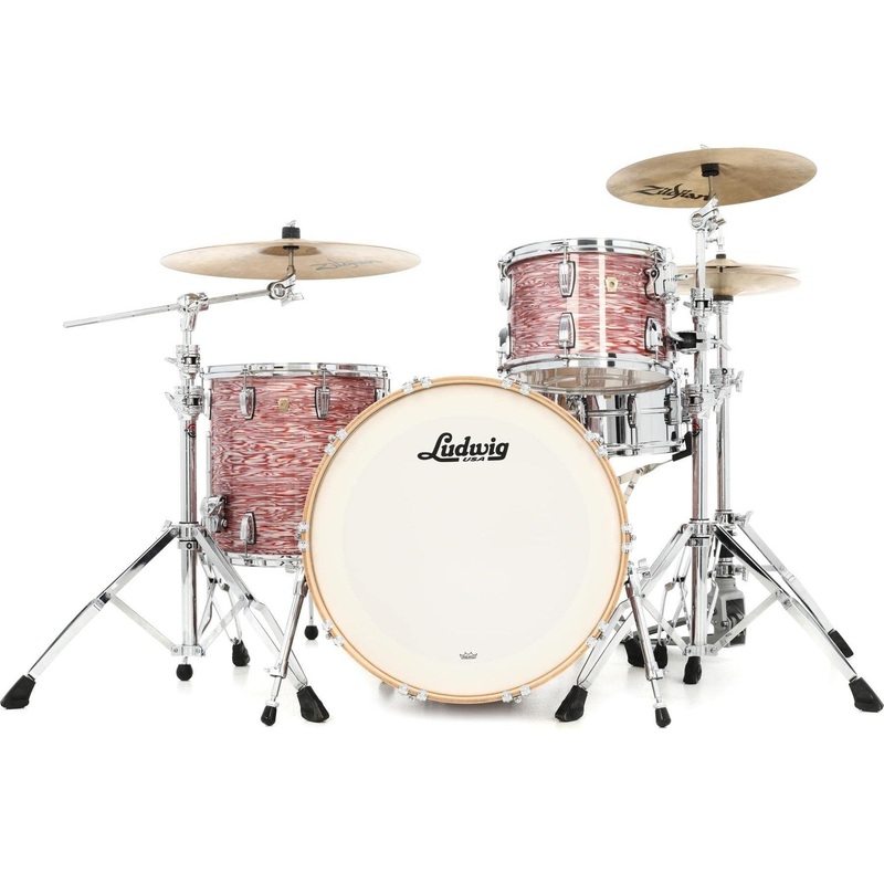 ludwig-classic-maple-fab-3-piece-shell-pack-with-22-bass-drum-vintage-pink-oyster-l84233axvpwc Ludwig Classic Maple Fab 3-piece Shell Pack with 22" Bass Drum - Vintage Pink Oyster (L84233AXVPWC)